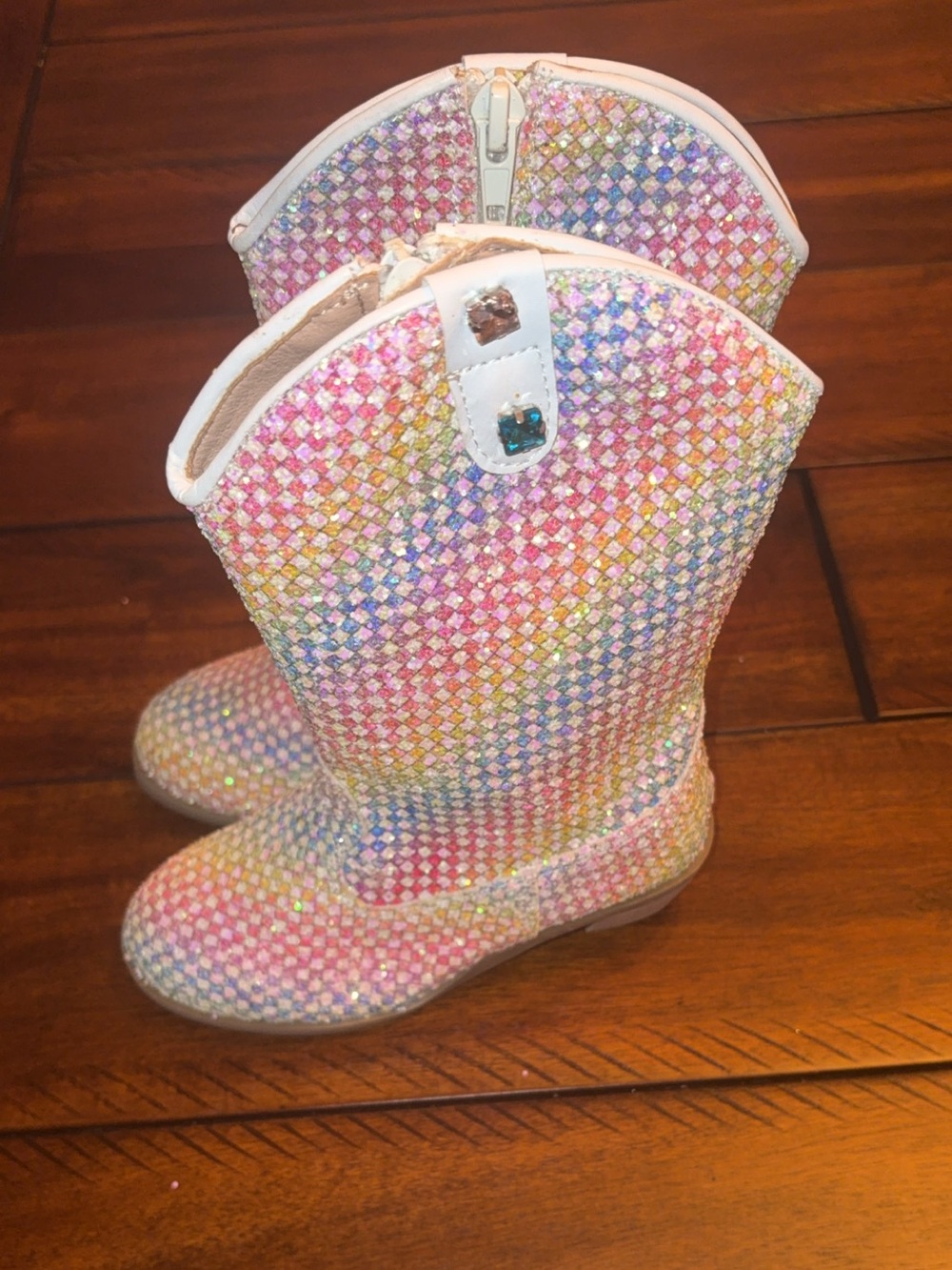 Lola + The Boys Rainbow Sparkle Cowgirl Boots NWT